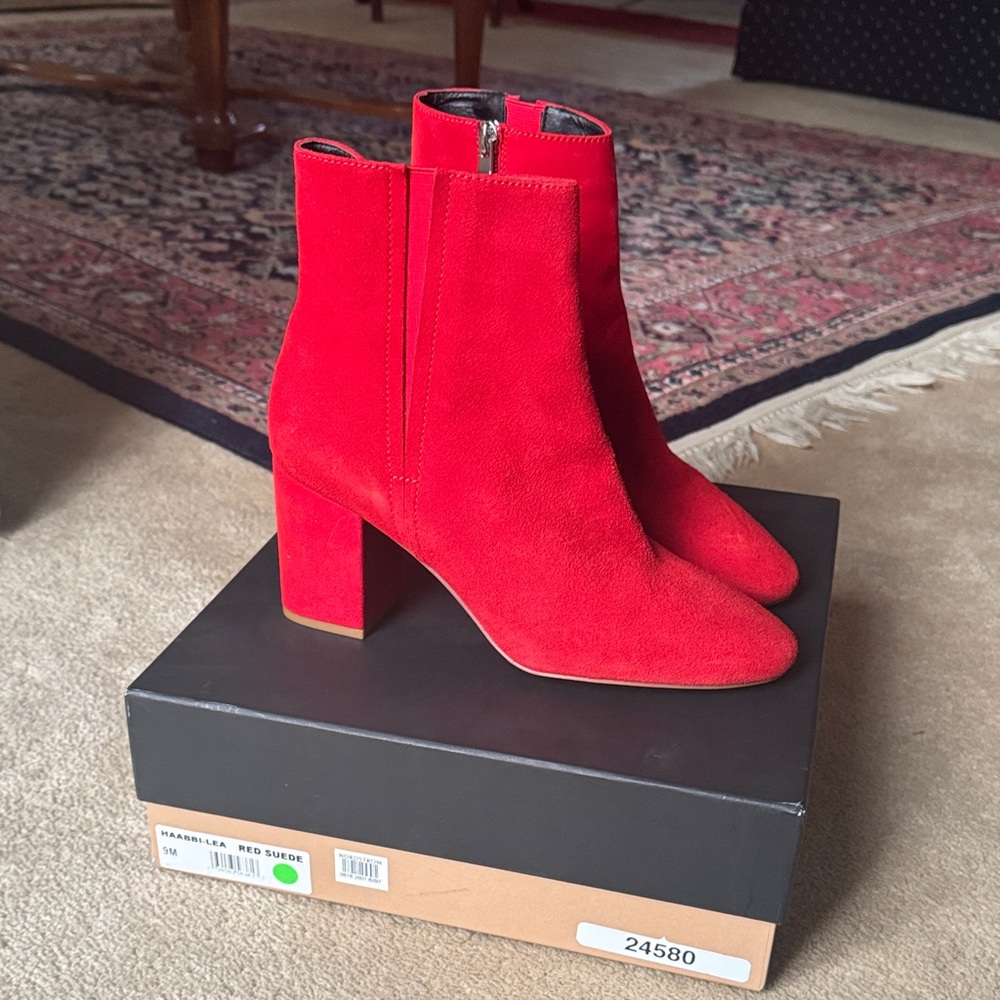 Halogen Red Suede Heeled Boots